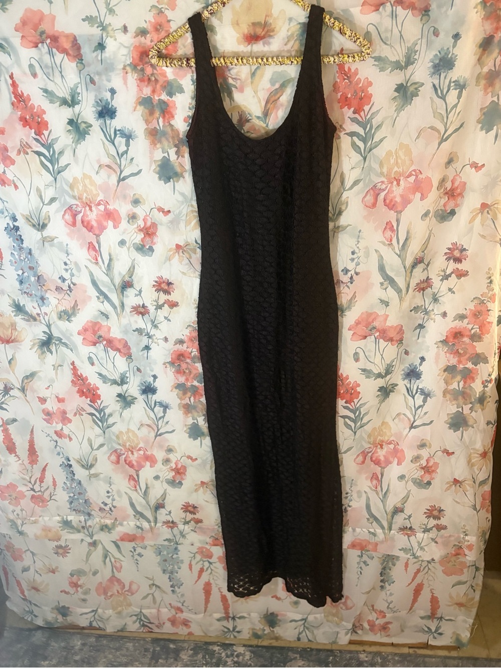 Vintage JS Collections Black Lace Maxi Tank Dress